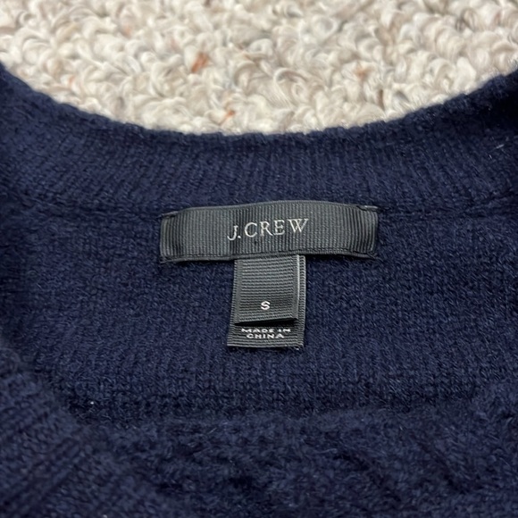 J Crew Wool Pointelle Long Sleeve Sweater Navy Blue Sz Small - Picture 2 of 9